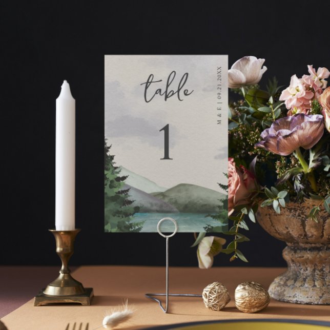 Rustic Mountain & Lake Evergreen Wedding  Table Number (Creator Uploaded)