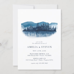 Rustic Mountain Lake Rehearsal Dinner Invitation
