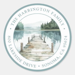 Rustic Mountain Lake Return Address Envelope Seal