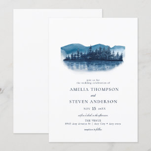 Rustic Mountain Lake Wedding Invitation