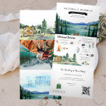 Rustic Mountain Lakeside Wedding Tri-Fold Invitation<br><div class="desc">Set the tone for an exciting wedding weekend with a custom itinerary invitation. This "roomy" invitation is a great way to give your guests additional information on the wedding. These cards can list the festivities surrounding your wedding weekend, such as welcome cocktails, after-parties, and morning after brunches. If you’re planning...</div>