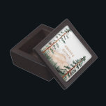 Rustic Mountain Landscape, Fog, Pine Trees Wedding Gift Box<br><div class="desc">Part of the Rustic Luxe Collection: https://bit.ly/3iO6eCD. A charming place to store your rings or other prized possessions. Rustic foggy mountain landscape coasters in shades of forest green and copper with pine trees and fog behind the mountains. Personalize with your own name and date.</div>