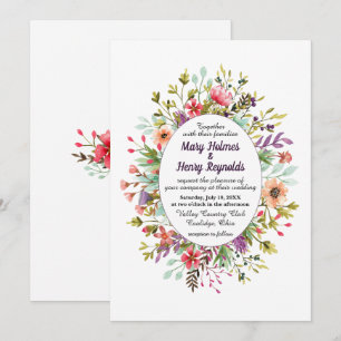 Rustic Mountain Meadow Wildflowers Wedding Invitation