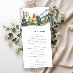 Rustic Mountain Pine Forest Wood Cabin Menu Card