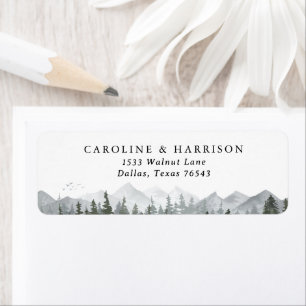 Rustic Mountain Pine Tree Mariage Adresse de retou