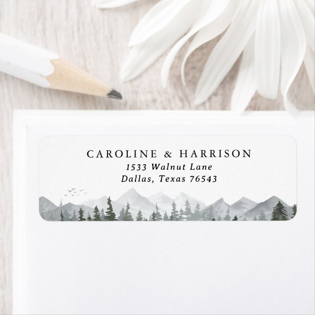 Rustic Mountain Pine Tree Mariage Adresse de retou (En situation)