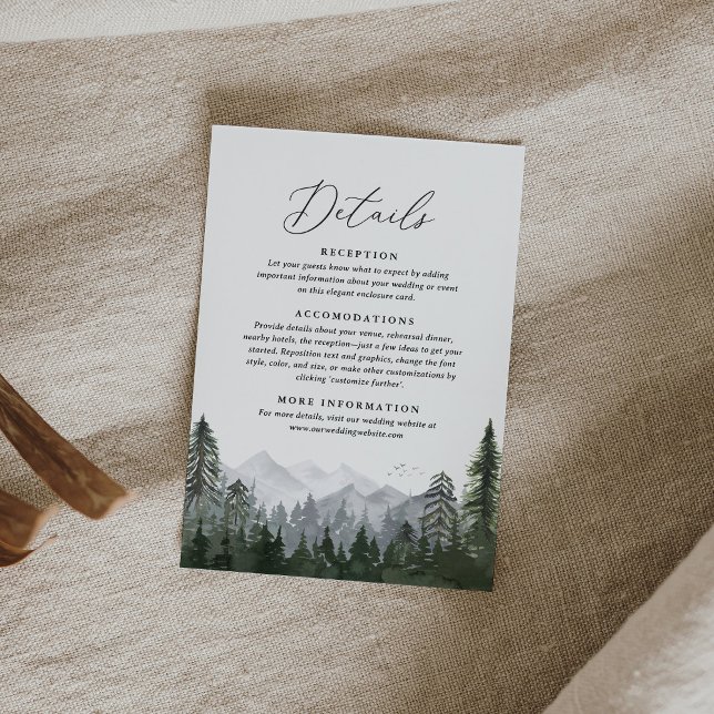 Rustic Mountain Pine Tree Wedding Details Enclosure Card (Creator Uploaded)