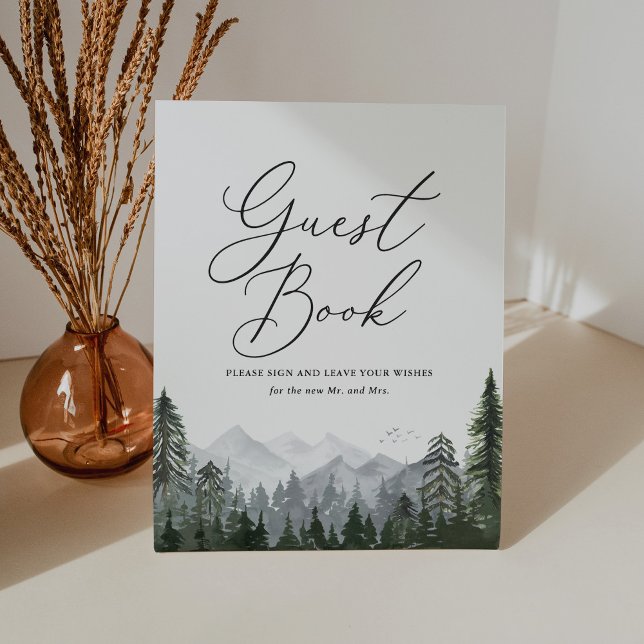 Rustic Mountain Pine Tree Wedding Guest Book Sign (Creator Uploaded)