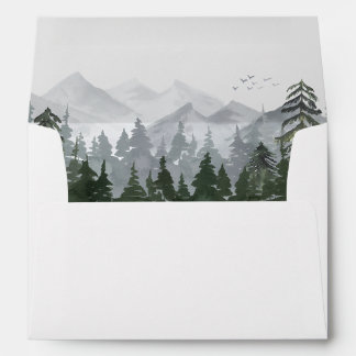 Rustic Mountain Pine Tree Wedding Invitation Envelope