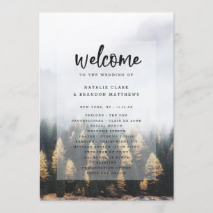 Rustic Mountain Pine Trees Fall Wedding Ceremony Program
