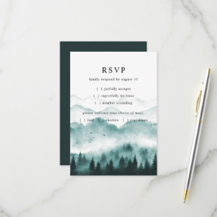 Rustic Mountain Pine Trees Meal Choice RSVP Card