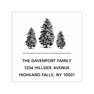 Rustic Mountain Pine Trees Return Address Self-inking Stamp