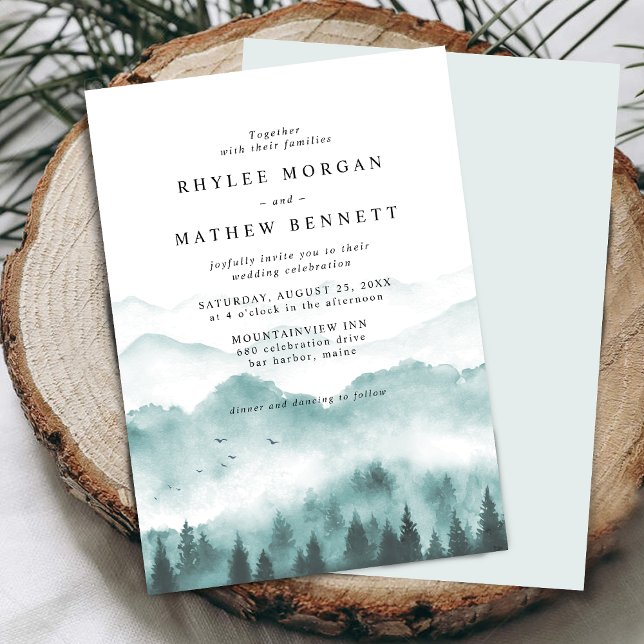 Rustic Mountain Pine Wedding Invitation (Creator Uploaded)