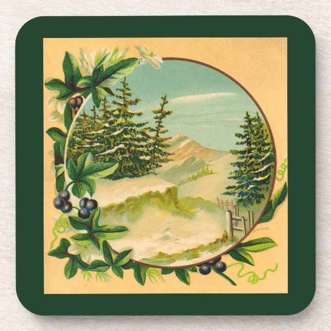 Rustic Mountain Scene Coaster (Front)