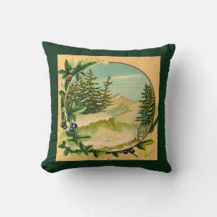 Rustic Mountain Scene Throw Pillow