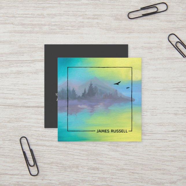 Rustic Mountain | Square Business Card (Front/Back In Situ)
