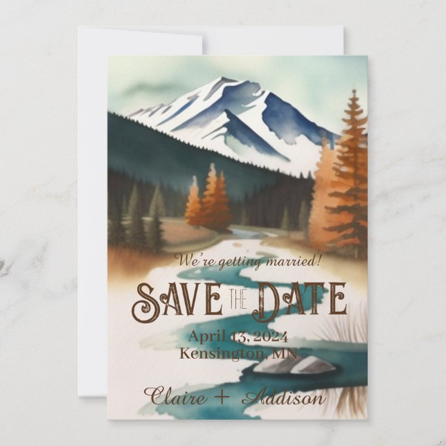 Rustic Mountain Stream  Save The Date (Front)