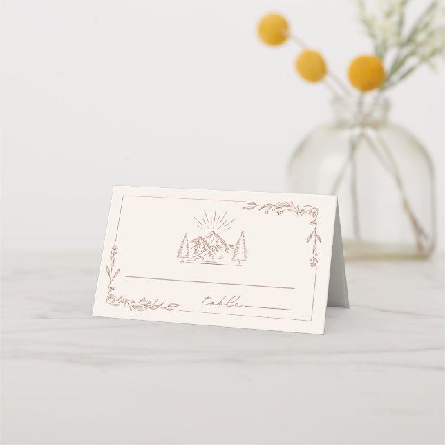 Rustic Mountain Terracotta Wedding Place Card (Front)