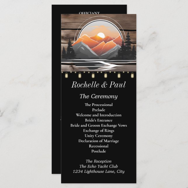 Rustic Mountain Valley Forest Sunset Wedding (Front/Back)