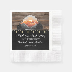 Rustic Mountain Valley Forest Sunset Wedding  Napkin