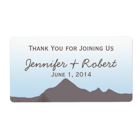 Rustic Mountain Watercolor Water Bottle Label Shipping Label