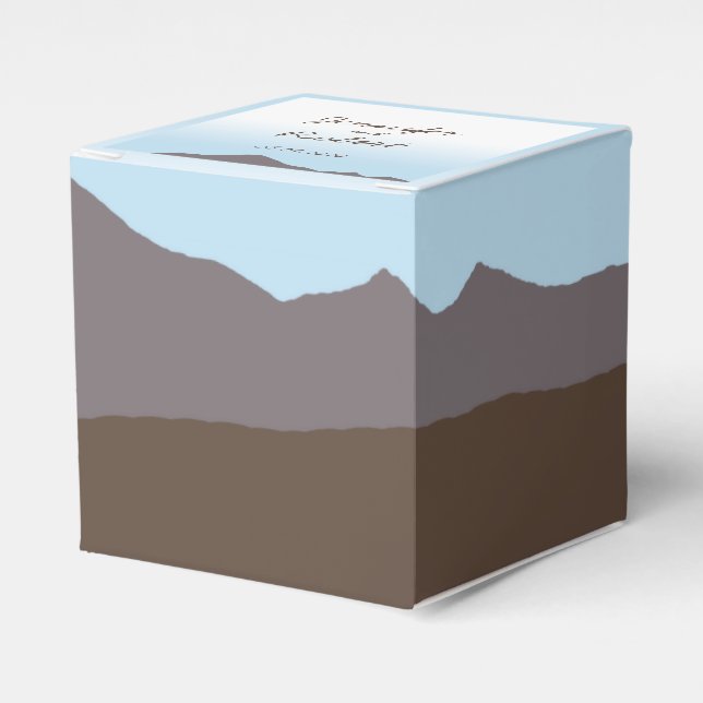 Rustic Mountain Watercolor Wedding Favour Box (Front Side)