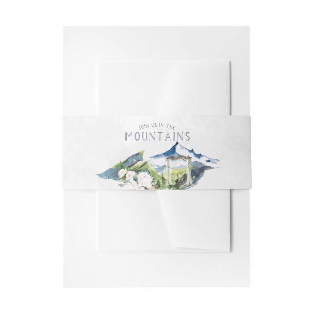 Rustic Mountain Watercolor Wedding Monogram Invitation Belly Band (Front Example)