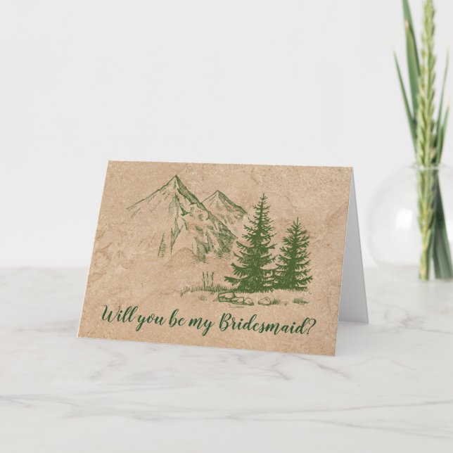 Rustic Mountain Wedding Bridesmaid Invitation (Front)