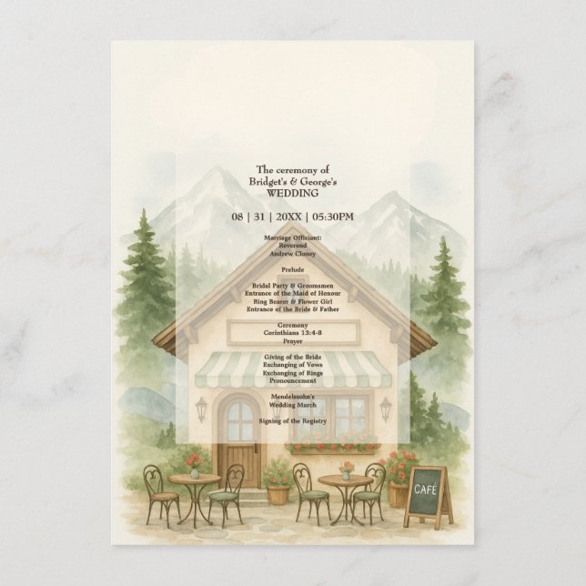 Rustic Mountain wedding destination program (Back)