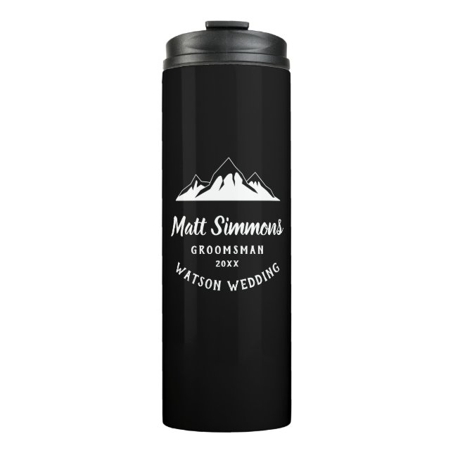 Rustic Mountain Wedding Groomsman Gift Modern Cool Thermal Tumbler (Front)