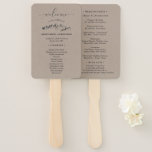 Rustic Mountain Wedding Program Hand Fan<br><div class="desc">Beautiful MOUNTAIN WEDDING program hand fan design featuring a sketched mountain motif and a big "welcome" in an elegant script as well as the wedding program details on a rustic kraft-textured background for you to personalize.</div>