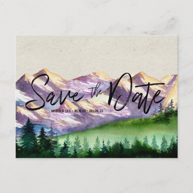 Rustic Mountain Wedding | Save the Date Postcard (Front)