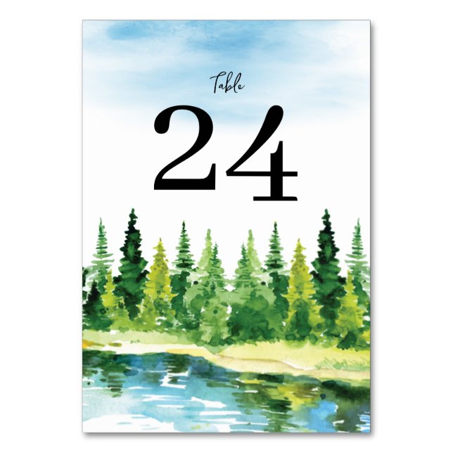Rustic Mountain Wedding Table Number (Front)