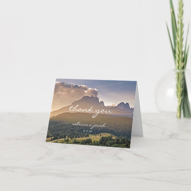 Rustic Mountain Wedding Thank You Card (Front)