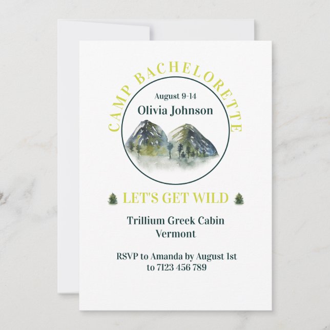 Rustic Mountain Weekend Bachelorette Party  Invitation (Front)