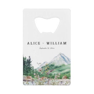 Rustic Mountain Wildflower   Boho Wedding  Credit Card Bottle Opener