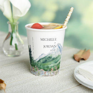 Rustic Mountain Wildflower   Boho Wedding  Paper Cups