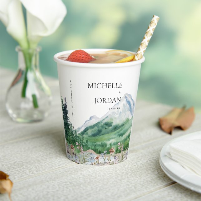 Rustic Mountain Wildflower | Boho Wedding  Paper Cups (Insitu)