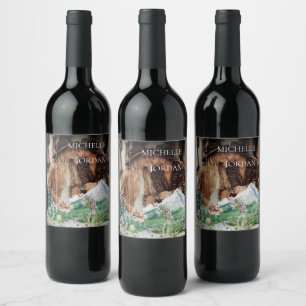 Rustic Mountain Wildflower   Boho Wedding Photo Wine Label