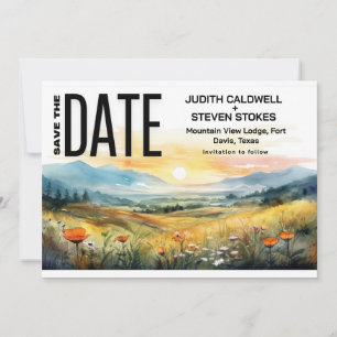 Rustic Mountain & Wildflower Save The Date