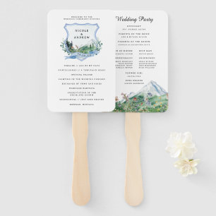 Rustic Mountain Wildflower   Wedding Program Hand Fan