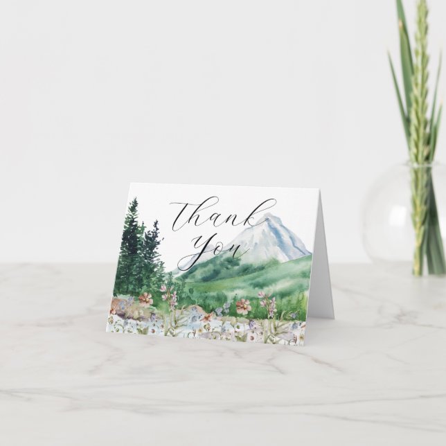 Rustic Mountain Wildflower | Wedding Thank You (Front)