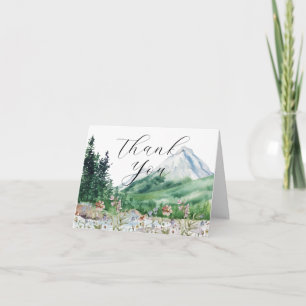 Rustic Mountain Wildflower Wedding Thank You Card