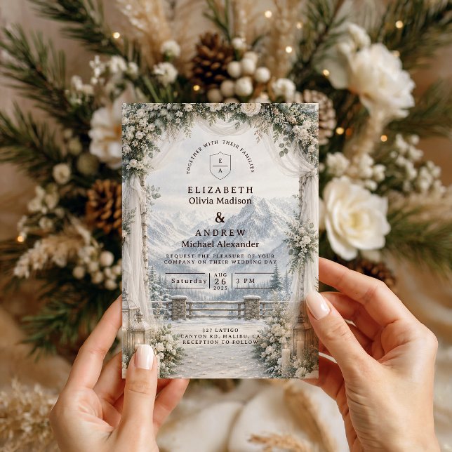 Rustic Mountain Winter Wedding Invitation (Creator Uploaded)