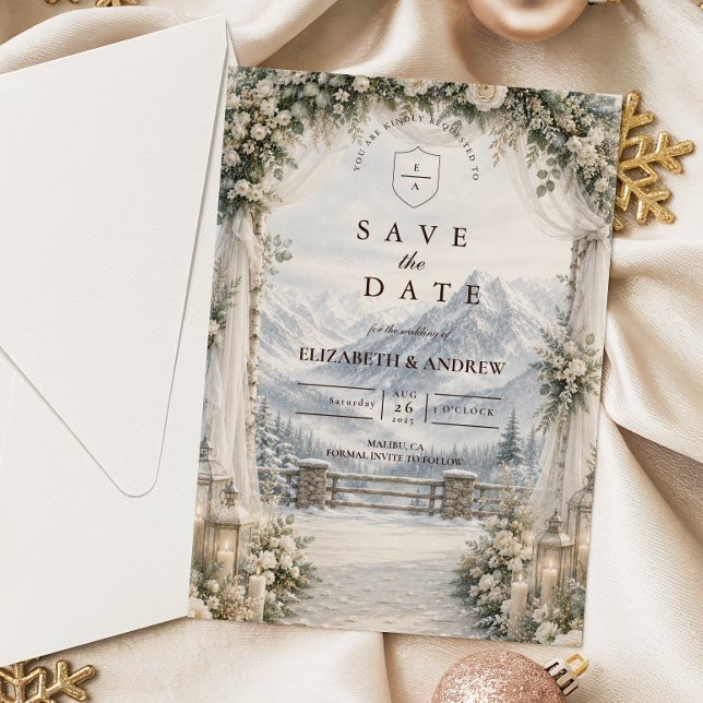 Rustic Mountain Winter Wedding Save The Date (Creator Uploaded)