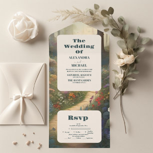 Rustic Mountain Woodland Forest Wedding All In One Invitation