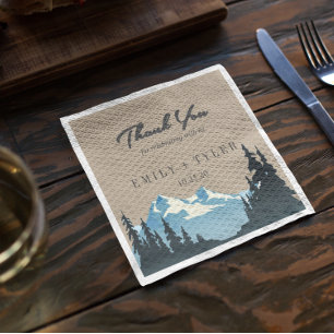 Rustic Mountain Woodland Forest Wedding Custom Napkin