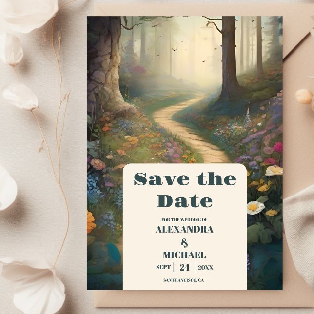 Rustic Mountain Woodland Forest Wedding Save The Date (Creator Uploaded)
