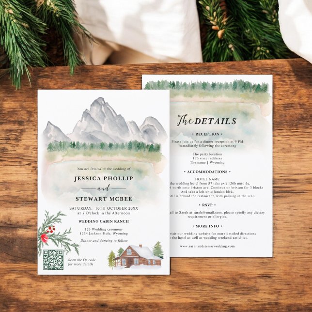 Rustic mountain Wyoming destination wedding  Invitation (Rustic mountain Wyoming destination wedding Invitation)
