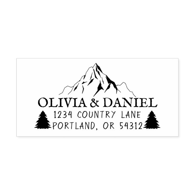 Rustic Mountains and Trees Return Address Self-inking Stamp (Design)